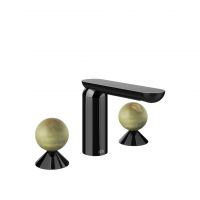 Смеситель для раковины Gessi Perle 74555 без донного клапана с вентилями-сферами из камня Onyx Green схема 3