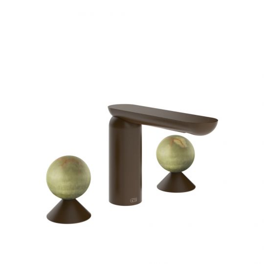 Смеситель для раковины Gessi Perle 74555 без донного клапана с вентилями-сферами из камня Onyx Green схема 8