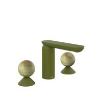 Смеситель для раковины Gessi Perle 74555 без донного клапана с вентилями-сферами из камня Onyx Green схема 13