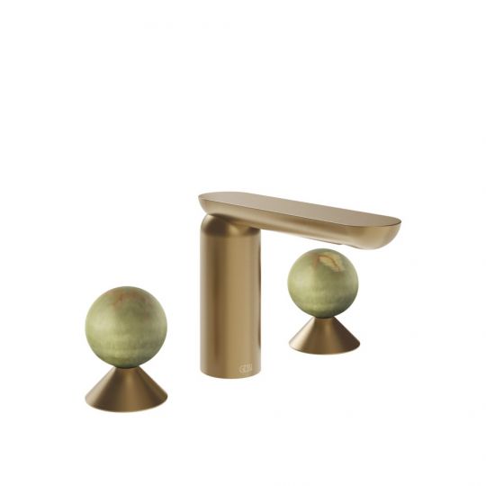 Смеситель для раковины Gessi Perle 74555 без донного клапана с вентилями-сферами из камня Onyx Green схема 15