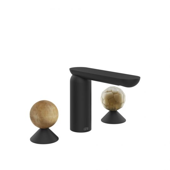 Смеситель для раковины Gessi Perle 74345 без донного клапана с вентилями-сферами из камня Onyx Cola и муранского стекла Battuto схема 10