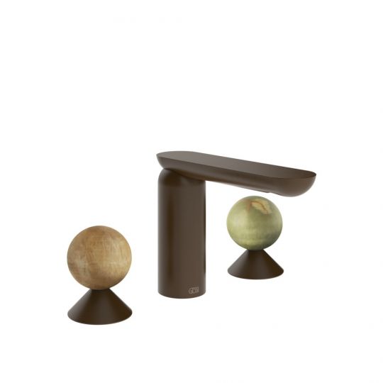 Смеситель для раковины Gessi Perle 74355 без донного клапана с вентилями-сферами из камня Onyx Cola и Onyx Green схема 8