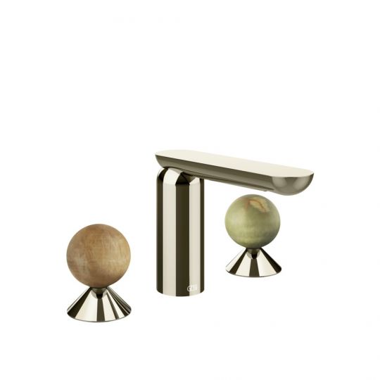 Смеситель для раковины Gessi Perle 74355 без донного клапана с вентилями-сферами из камня Onyx Cola и Onyx Green схема 14