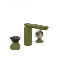 Смеситель для раковины Gessi Perle 74808 без донного клапана с вентилем-полусферой из муранского стекла Battuto и металлическим вентилем-сферой схема 13