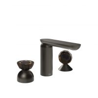 Смеситель для раковины Gessi Perle 74828 без донного клапана с вентилем-полусферой из муранского стекла Battuto и вентилем-сферой из муранского стекла Sfaccettato схема 1