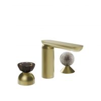 Смеситель для раковины Gessi Perle 74868 без донного клапана с вентилем-полусферой из муранского стекла Battuto и вентилем-сферой из муранского стекла Pulegoso схема 5