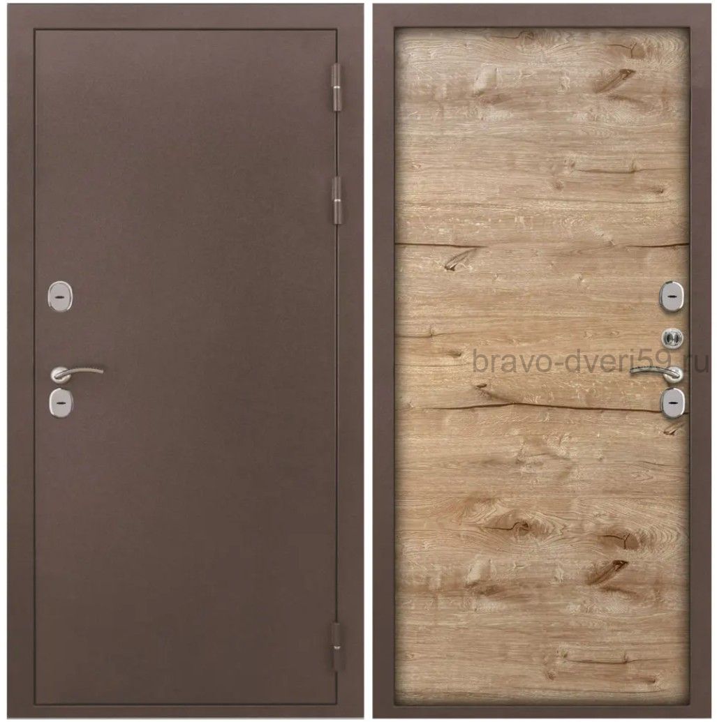 Дверь утепленная 3К Термо медный антик  Канадский дуб Пацифик