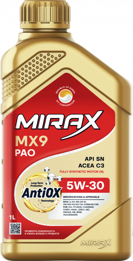 MIRAX MX9 API SN, ACEA C3 SAE 5W-30, 1л