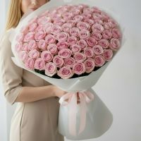 101 роза 60см (Нежно-розовые)