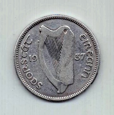 1 шиллинг 1937 Ирландия Редкий год Великобритания