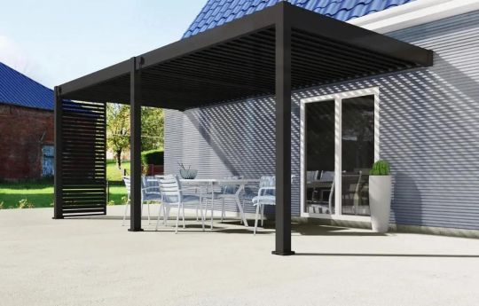 Пергола биоклиматическая Aquaviva Модерн, монтаж к стене (электрическое управление ламелями)