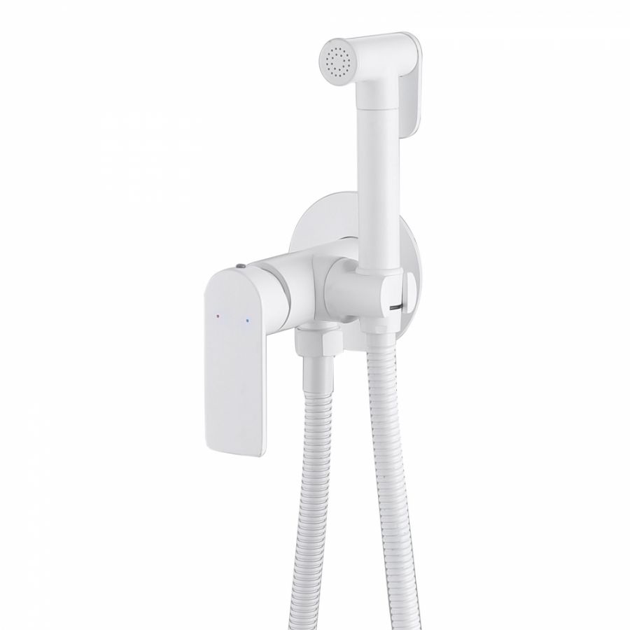 Смеситель ABBER Weiss Insel AF8025W с гигиеническим душем, белый матовый