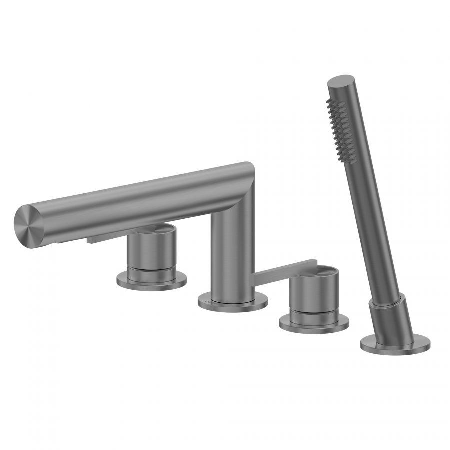 Смеситель ABBER Perfekte 316 AF8A13BGG На борт ванны с лейкой, оружейная сталь брашированная