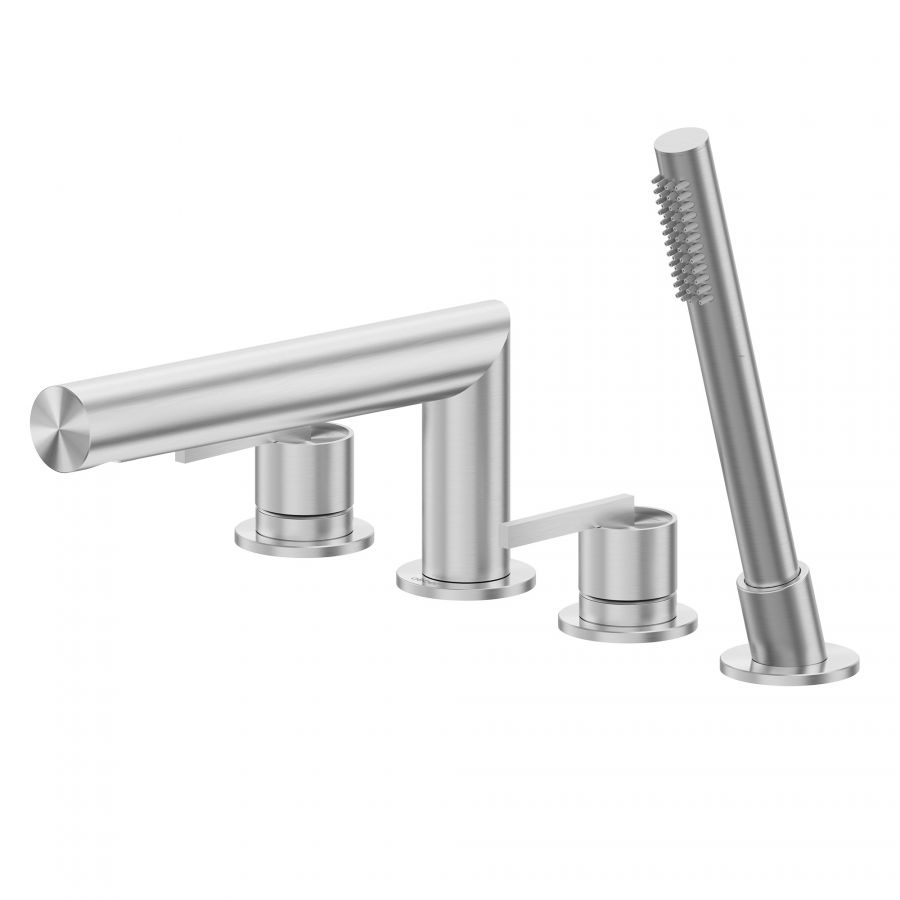 Смеситель ABBER Perfekte 316 AF8A13BST На борт ванны с лейкой, сталь брашированная