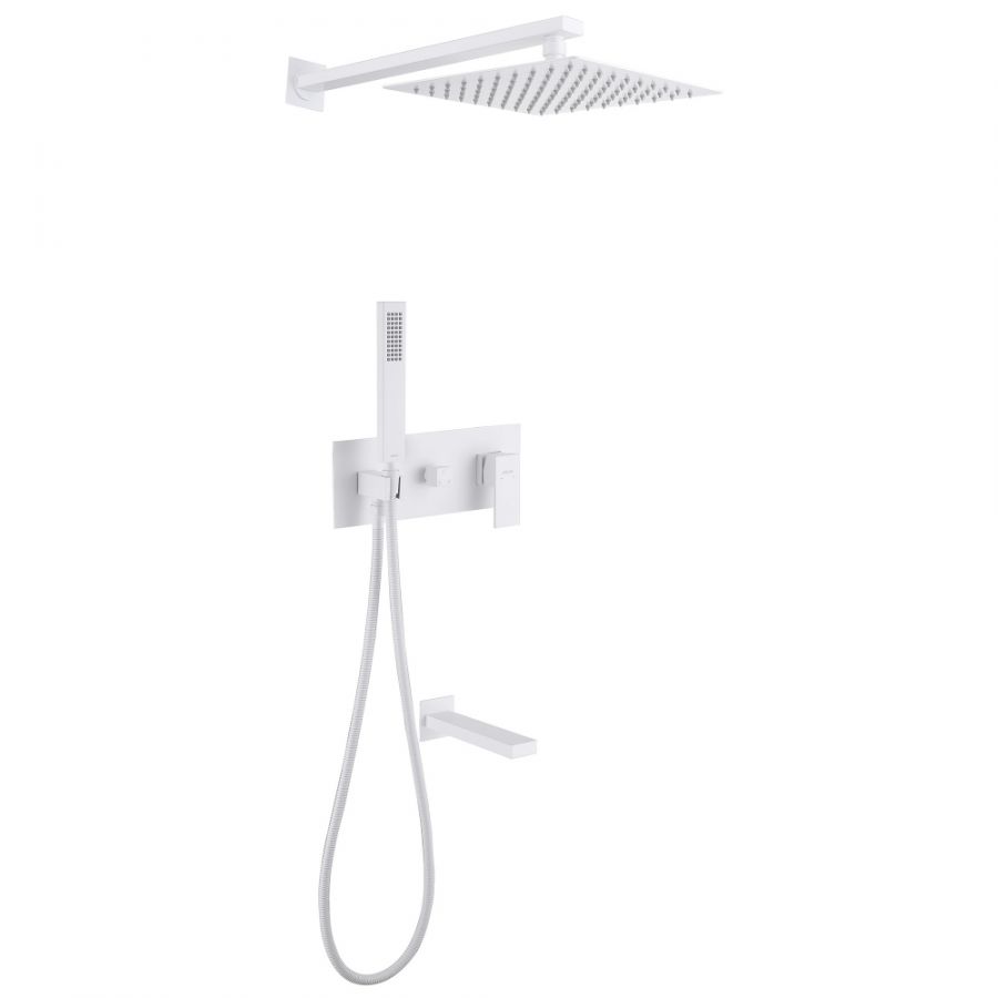 Душевая система ABBER Daheim AF8217W скрытого монтажа с изливом, белая матовая
