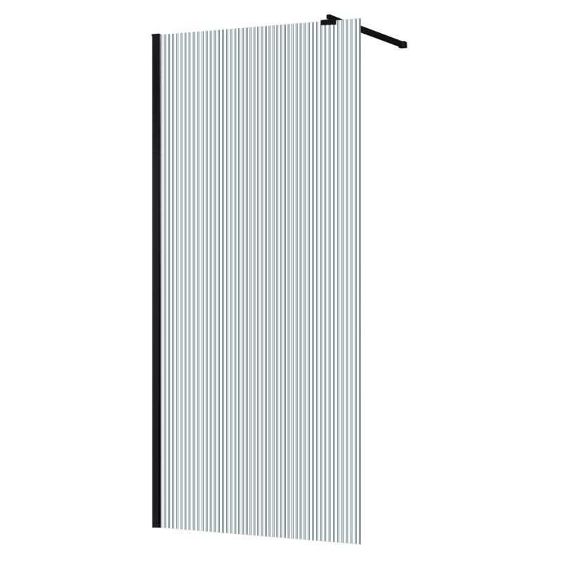 Душевая перегородка Azario Walk-in 90х195 рифленое стекло 8мм, профиль черный матовый AZ-251-90-MB-CRF