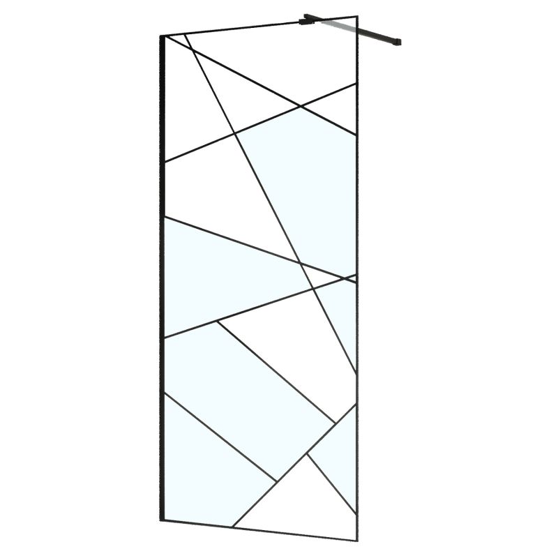 Душевая перегородка Azario Walk-in 90x195 в рамке, графический принт 8мм, профиль черный матовый AZ-271-90-MB-CGP