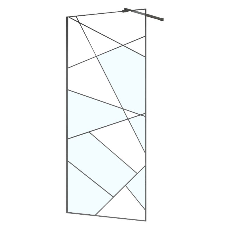 Душевая перегородка Azario Walk-in 90x195 в рамке, графический принт 8мм, профиль графит матовый AZ-271-90-MGR-CGP