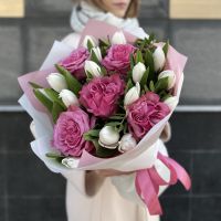 Букет с тюльпанами "Сиреневый вечер"