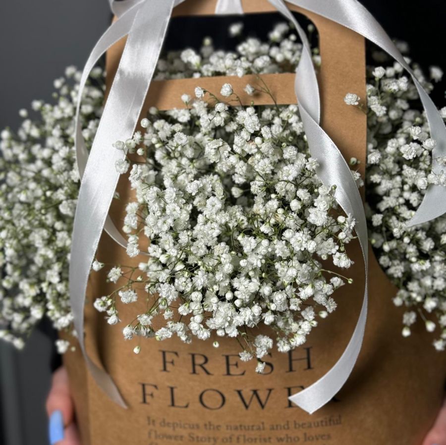 Белая гипсофила в сумочке