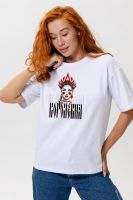 8580 футболка оверсайз женская [белый+королевна]