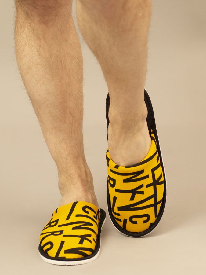 Тапки мужские ММ [бруклин/желтый/черный]