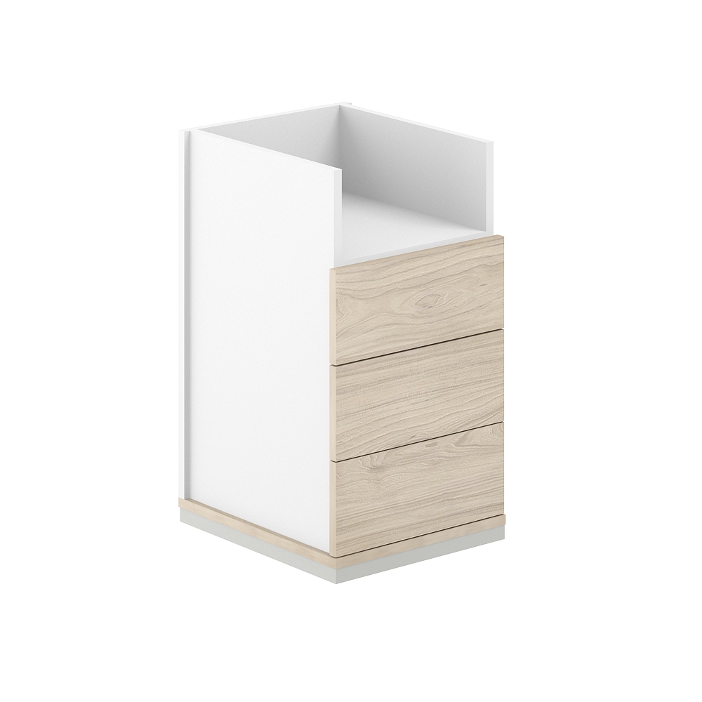 Тумба приставная 400х600х725 3 ящика метаб.+ниша, с замком, без топа