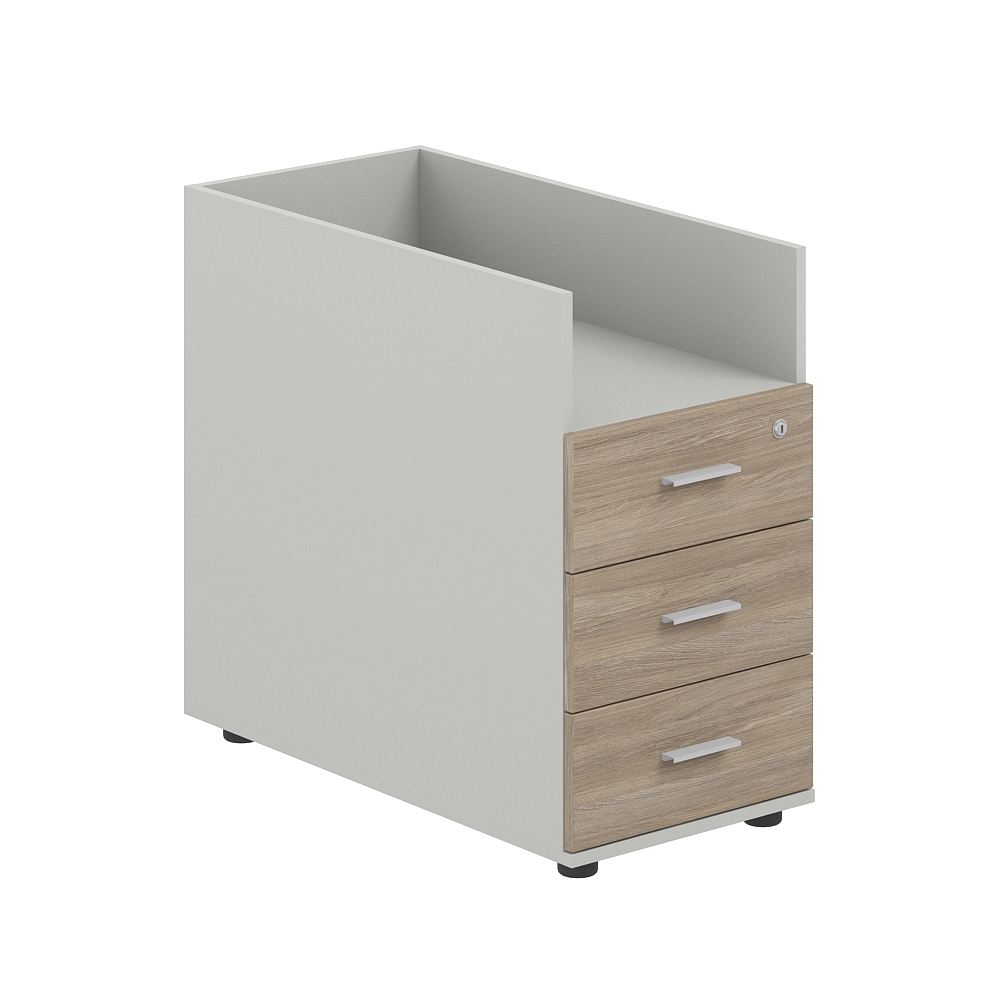 Тумба приставная 400х800х725 с 3 ящ.(метаб) и нишей, с замком без топа