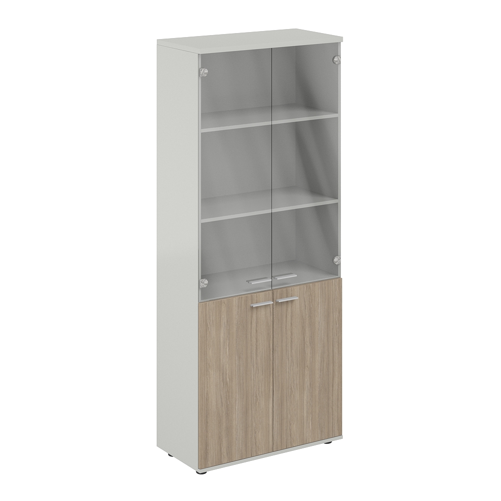 Шкаф высокий 800х400х1955, 4-х дв., со стеклом, з.ст ЛДСП