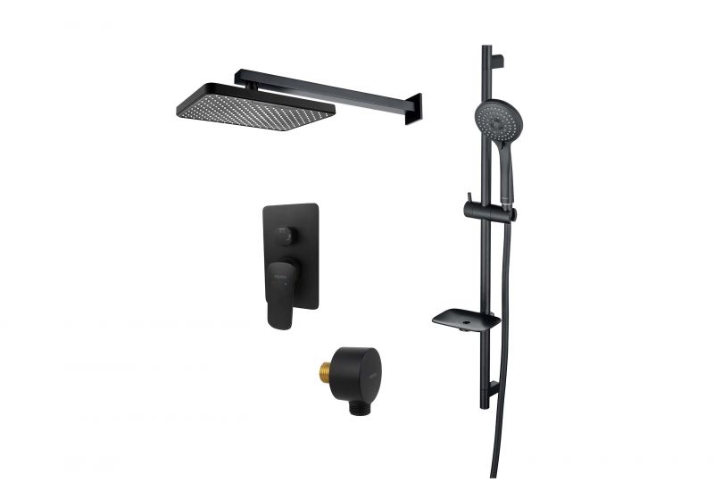 Душевой комплект встраиваемый Aquatek ВЕГА, черный матовый AQ1074MB