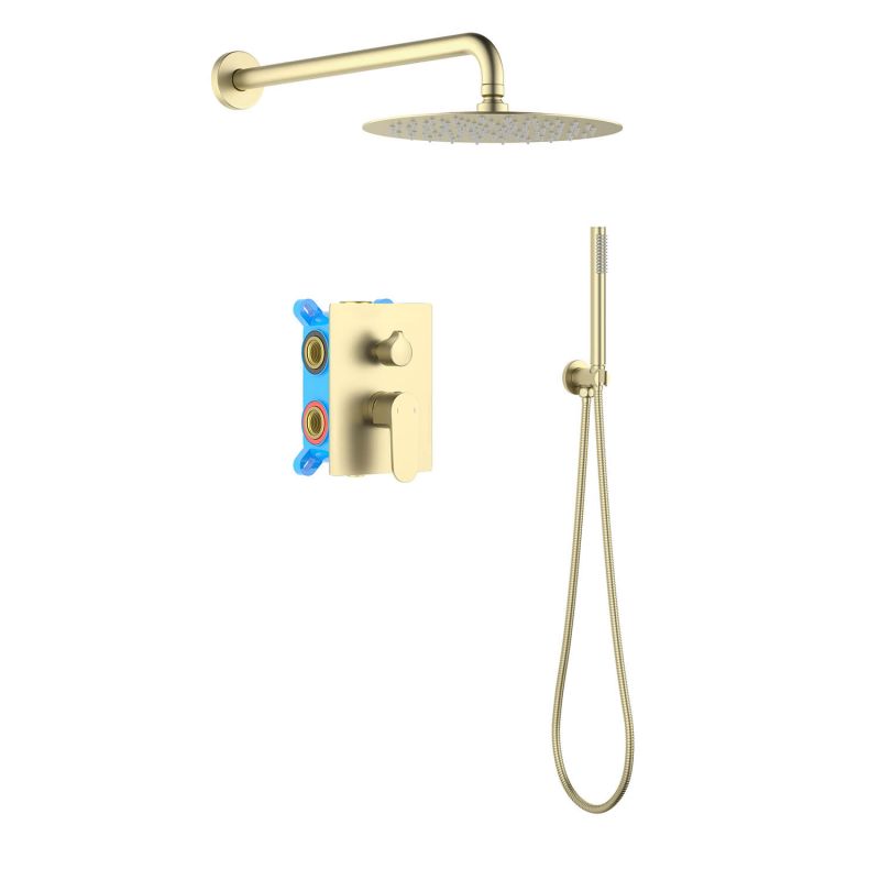 Душевой комплект встраиваемый Aquatek Оберон, золото шлифованное AQ1272BG