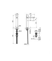 Смеситель для раковины Gessi Perle 74253 высокий с донным клапаном и вентилем из муранского стекла Sfaccettato схема 2