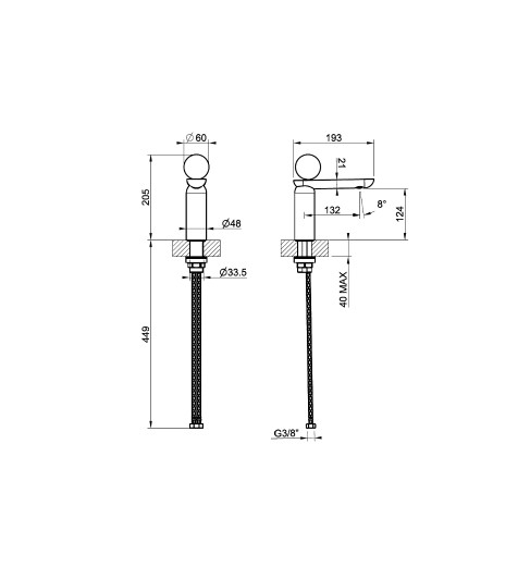 Смеситель для раковины Gessi Perle 74602 низкий с вентилем из муранского стекла Pulegoso без донного клапана схема 2