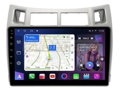 Магнитола Toyota Yaris 2, Platz, Vitz (XP90) 2005-2010, рамка серебро, Farcar (TM3022M)