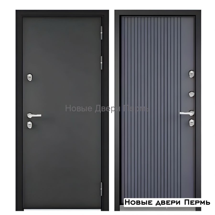 Входная дверь «Аляска» с терморазрывом: антрацит снаружи, дарк грей внутри