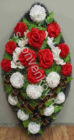 Искусственный траурный венок "Стандарт" №15, РАЗМЕР 90см,110см,125см,140см