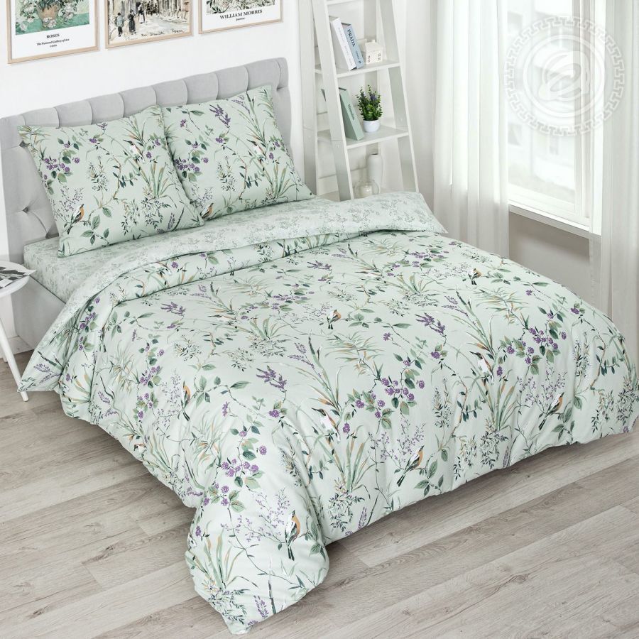 «Муза» (DE LUXE с простынью на резинке) постельное белье Поплин Семейный