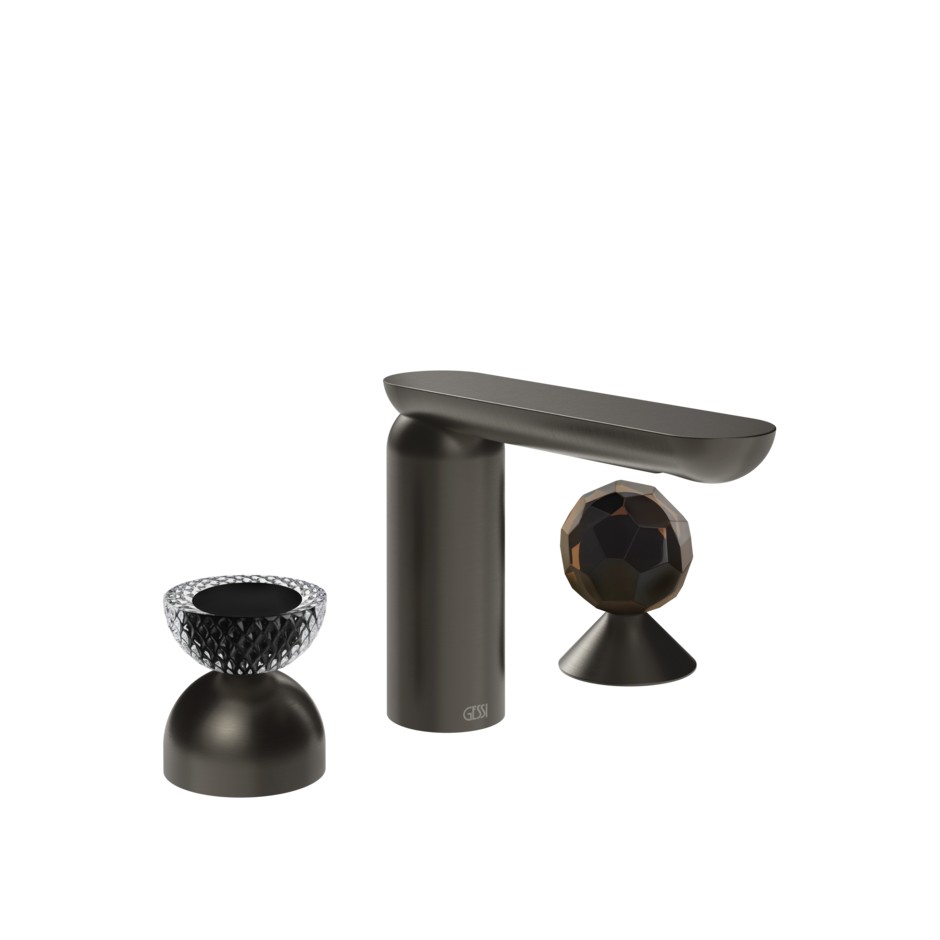 Смеситель для раковины Gessi Perle 74728 без донного клапана с вентилем-полусферой из муранского стекла Balloton и вентилем-сферой из муранского стекла Sfaccettato