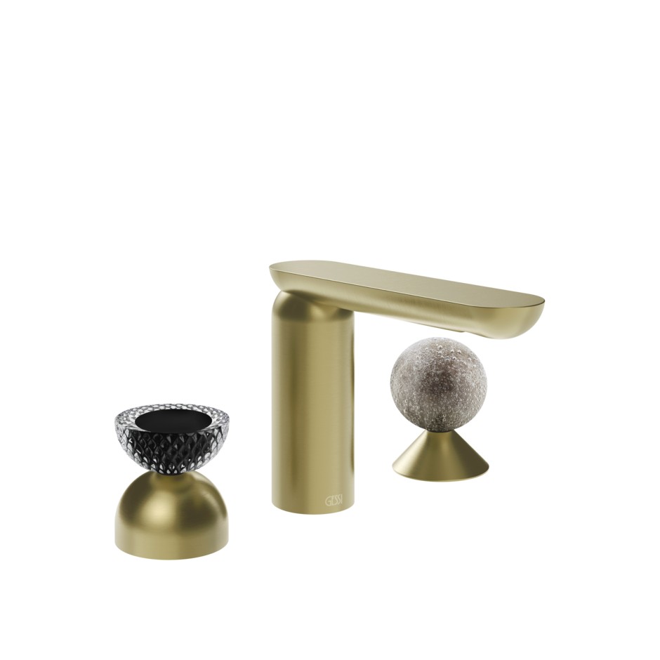Смеситель для раковины Gessi Perle 74768 без донного клапана с вентилем-полусферой из муранского стекла Balloton и вентилем-сферой из муранского стекла Pulegoso ФОТО