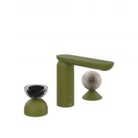 Смеситель для раковины Gessi Perle 74768 без донного клапана с вентилем-полусферой из муранского стекла Balloton и вентилем-сферой из муранского стекла Pulegoso схема 13