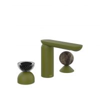 Смеситель для раковины Gessi Perle 74718 без донного клапана с вентилем-полусферой из муранского стекла Balloton и вентилем-сферой из мрамора Emperador Dark схема 13