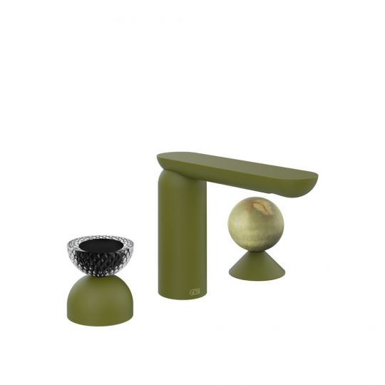 Смеситель для раковины Gessi Perle 74758 без донного клапана с вентилем-полусферой из муранского стекла Balloton и вентилем-сферой из камня Onyx Green схема 13 Смеситель для раковины Gessi Perle 74758 без донного клапана с вентилем-полусферой из муранского стекла Balloton и вентилем-сферой из камня Onyx Green схема 13