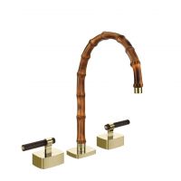 Смеситель для раковины Gessi Jacqueline 77215 со средним изливом и Г-образным вентилем под дерево схема 4