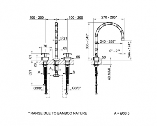 Смеситель для раковины Gessi Jacqueline 77217 со средним изливом и Т-образным вентилем под дерево на 3 отверстия схема 2 Смеситель для раковины Gessi Jacqueline 77217 со средним изливом и Т-образным вентилем под дерево на 3 отверстия схема 2