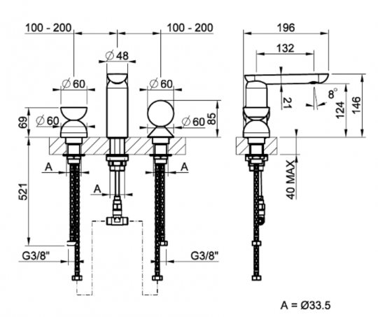 Смеситель для раковины Gessi Perle 74708 без донного клапана с вентилем-полусферой из муранского стекла Balloton и металлическим вентилем-сферой схема 2 Смеситель для раковины Gessi Perle 74708 без донного клапана с вентилем-полусферой из муранского стекла Balloton и металлическим вентилем-сферой схема 2