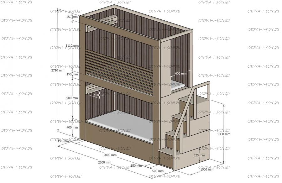 Кровать двухъярусная, Кровать-домик Sky №29
