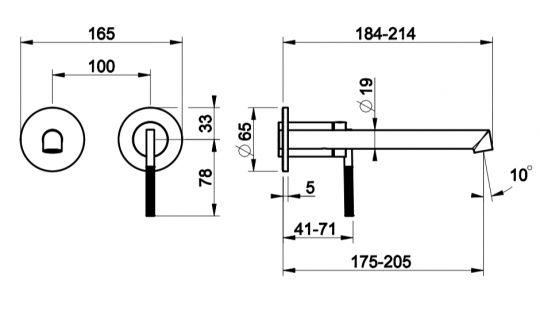 Смеситель для раковины встраиваемый Gessi Ingranaggio 63583 однорычажный схема 2