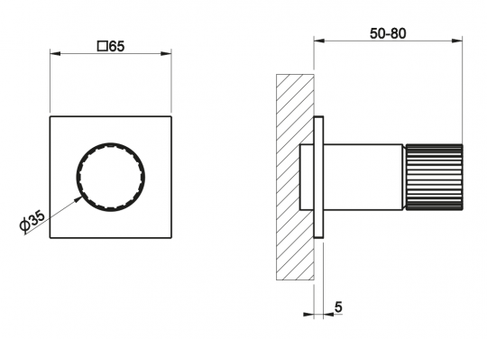 Смеситель для душа Gessi Incastri 75109 встраиваемый на 1 выход без излива схема 2 Смеситель для душа Gessi Incastri 75109 встраиваемый на 1 выход без излива схема 2