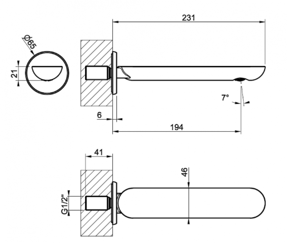 Излив Gessi Perle 74031 настенный, для раковины ФОТО