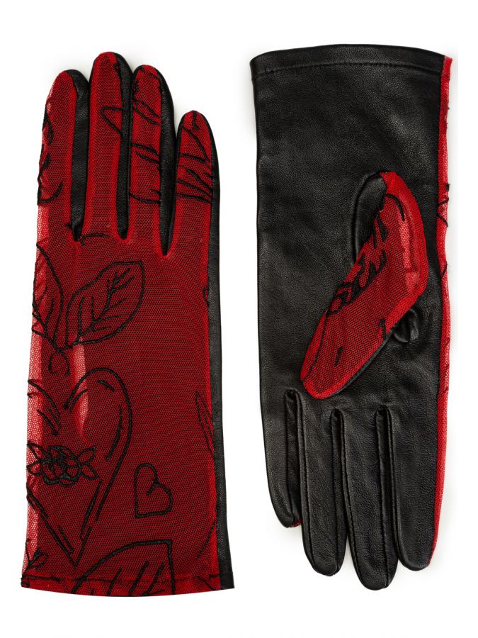 Перчатки женские б/п IS1012 red/black ELEGANZZA